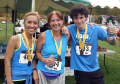 Half Marathon runners Jeanette Santa Teresa from Nanuet, NY, Mary Camara from Bristol, NH and Mac Camara from Bristol, NH. Mac came in 5th place overall and first place in the 18 and under age group with a time of 1:37:19.