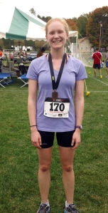 Casey Dunn of Bangor, ME was the 2nd place female of the NH Marathon with a time of 3:27:13. 